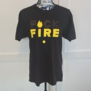 Hanes Black Tee with Bold Yellow Print